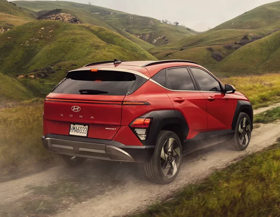 Hyundai Kona on a dirt road
