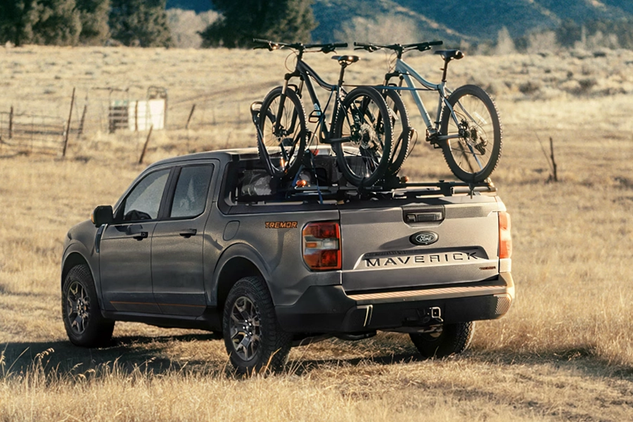 Ford Maverick with bikes in the back